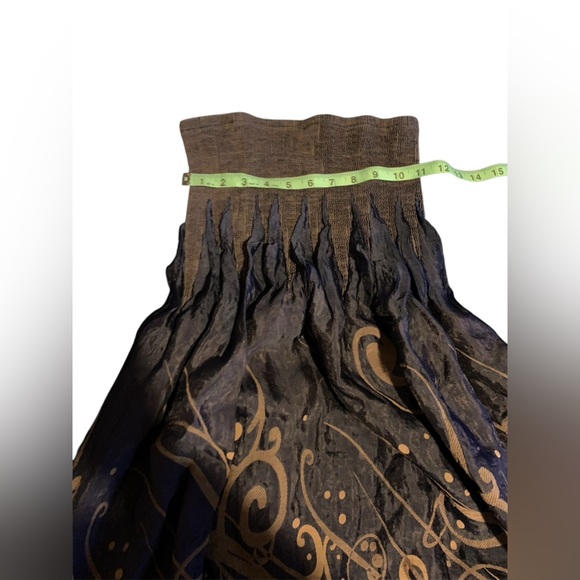 Blue and Gold Strapless Ruched Sundress silky lightweight - Picture 2 of 5